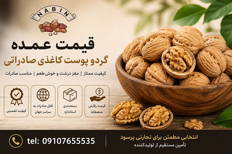 قیمت عمده گردو پوست کاغذی صادراتی